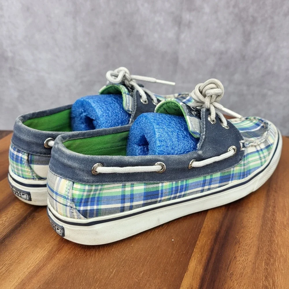 Sperry Top Sider Boat Shoes Womens 6 M Blue Plaid Canvas Loafers Slip On 9755828